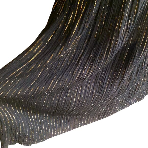 Vintage black and gold metallic Goddess sun dress, cotton, gauzy, long - Picture 14 of 15